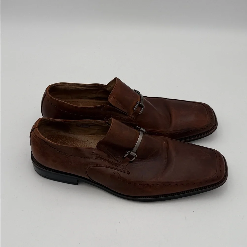 Stacy Adams Dark Brown Leather Slip-On Loafers mens .11M casual office event Y2K
